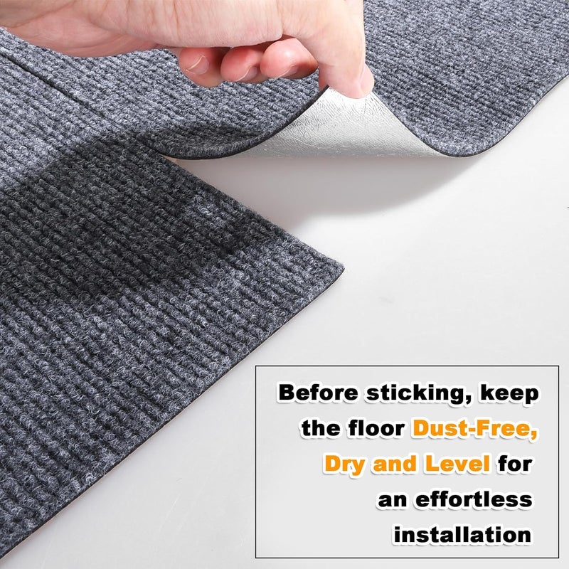 AKOLAFE 30 Pack Peel and Stick Carpet Tiles 12x12 Self Adhesive Carpets Squares for Basement Carpets for Concrete Floor Non Skid Carpet Tiles Clearance on Indoor Outdoor Carpet Squares Commercial Grey - Image 3